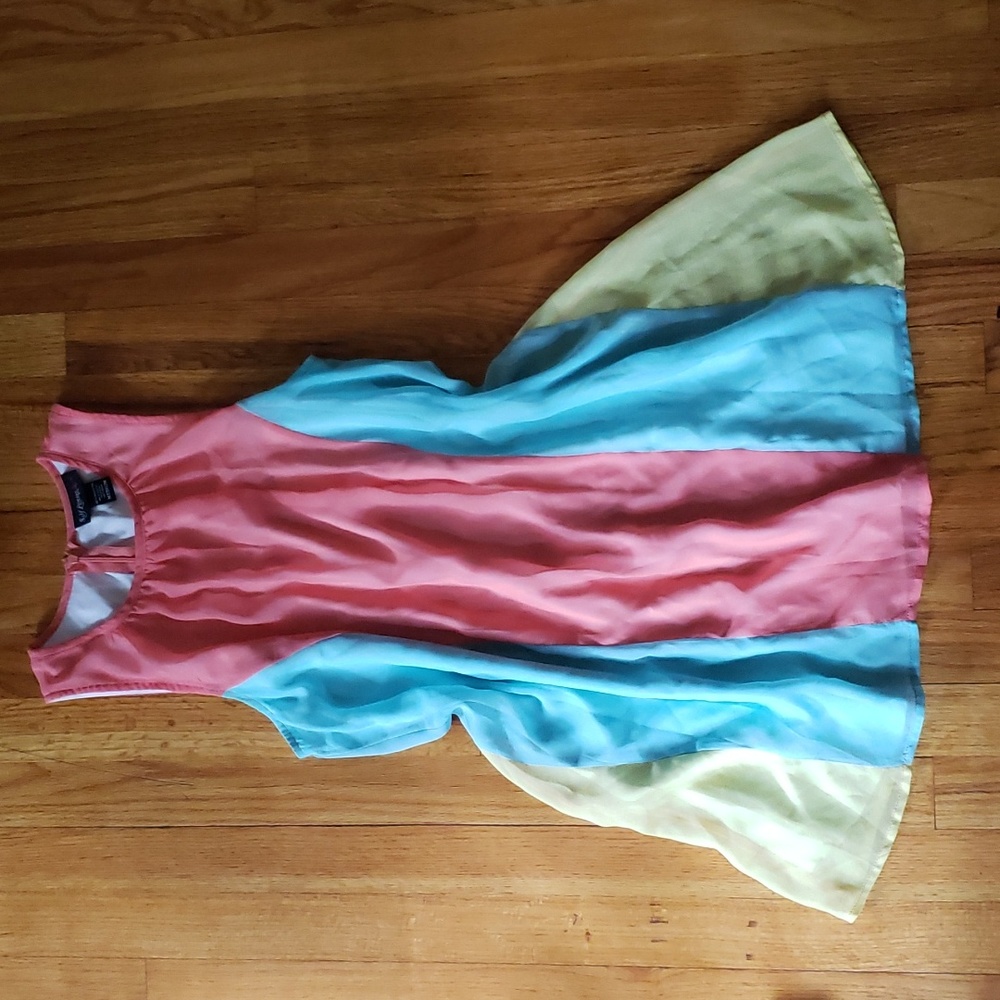 Self Esteem Color Block Frill Mini Dress